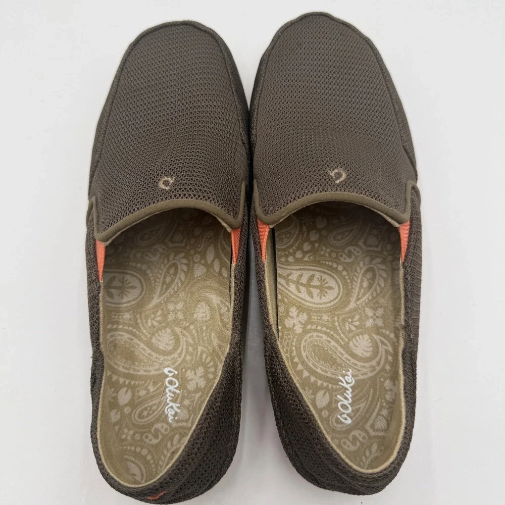 OluKai Slip On Shoes Waialua Mesh Mustang Melon Brown Loafers Womens 8